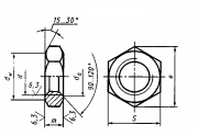 Гайка шестигранная низкая с уменьшенным размером под ключ ГОСТ 10610-72